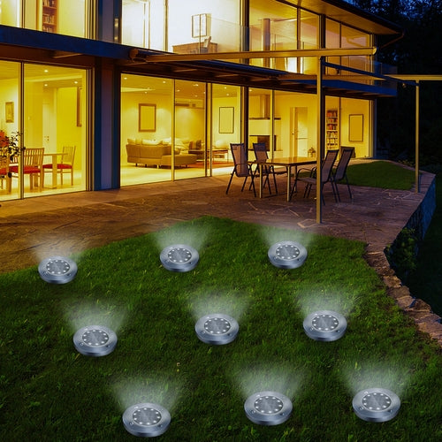 4/8 LEDs Lumière enterrée à énergie solaire Terrasse de jardin extérieure