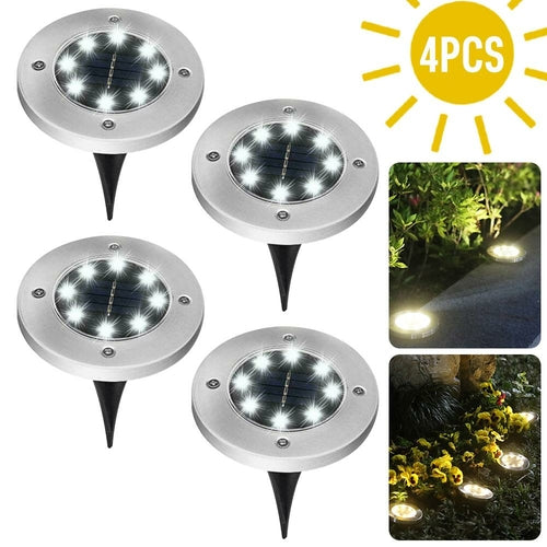 4/8 LEDs Lumière enterrée à énergie solaire Terrasse de jardin extérieure