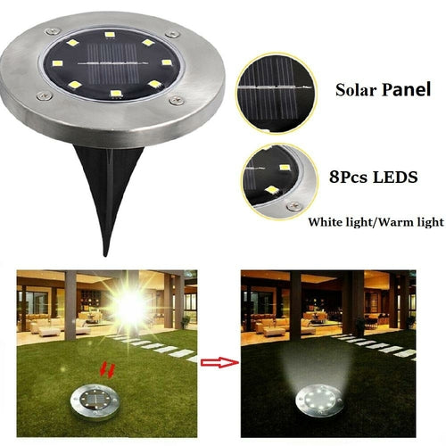 4/8 LEDs Lumière enterrée à énergie solaire Terrasse de jardin extérieure