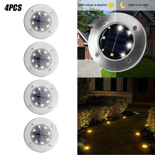 4/8 LEDs Lumière enterrée à énergie solaire Terrasse de jardin extérieure