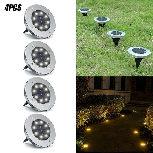 4/8 LEDs Lumière enterrée à énergie solaire Terrasse de jardin extérieure