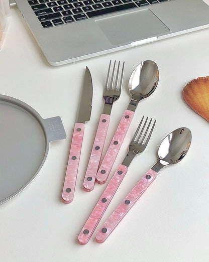 10 pièces d'argenterie rose moderne élégante Flatware Set