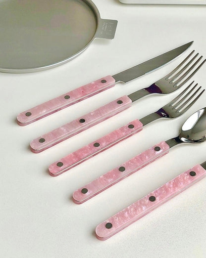 10 pièces d'argenterie rose moderne élégante Flatware Set