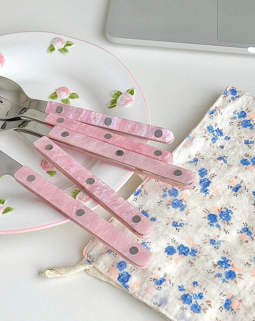 10 pièces d'argenterie rose moderne élégante Flatware Set