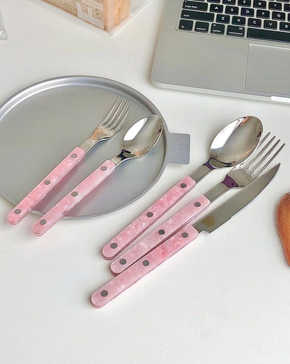 10 pièces d'argenterie rose moderne élégante Flatware Set