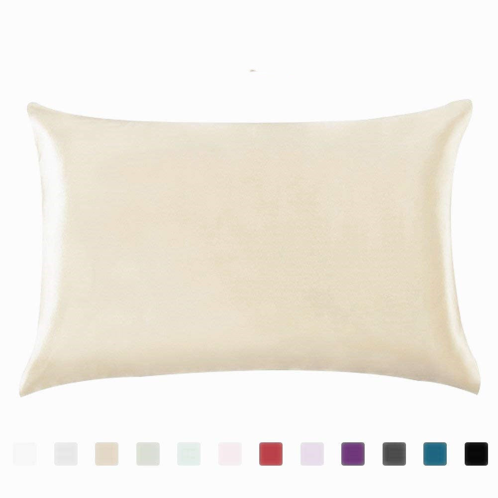 Taie Nacre en satin crème et nuancier des coloris