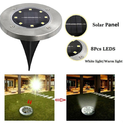 4/8 LEDs Lumière enterrée à énergie solaire Terrasse de jardin extérieure