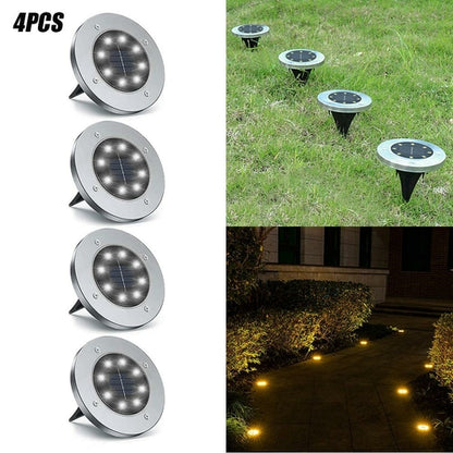 4/8 LEDs Lumière enterrée à énergie solaire Terrasse de jardin extérieure