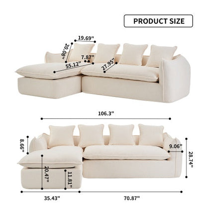 Canapé surdimensionné 3 places en forme de L avec chaise longue